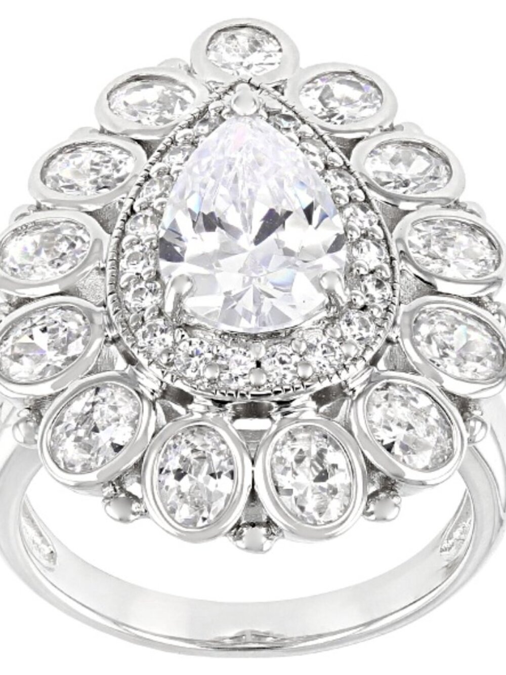 Bella Luce Platinum Plated Cocktail Ring 11.55ctw. Size 10